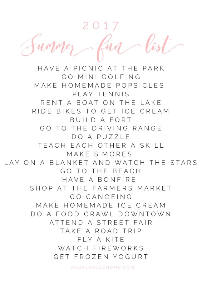 2017 Summer Fun List